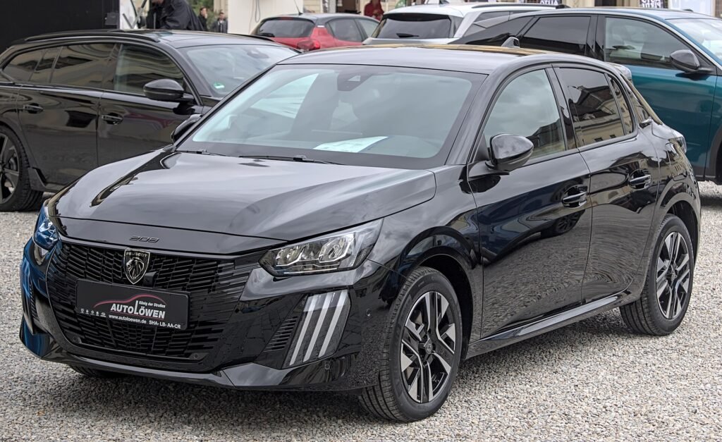 Peugeot 208 restylée noire, vue avant, photo d'illustration